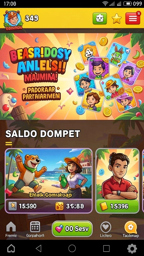 Tampilan awal permainan yang menarik dan colorful.