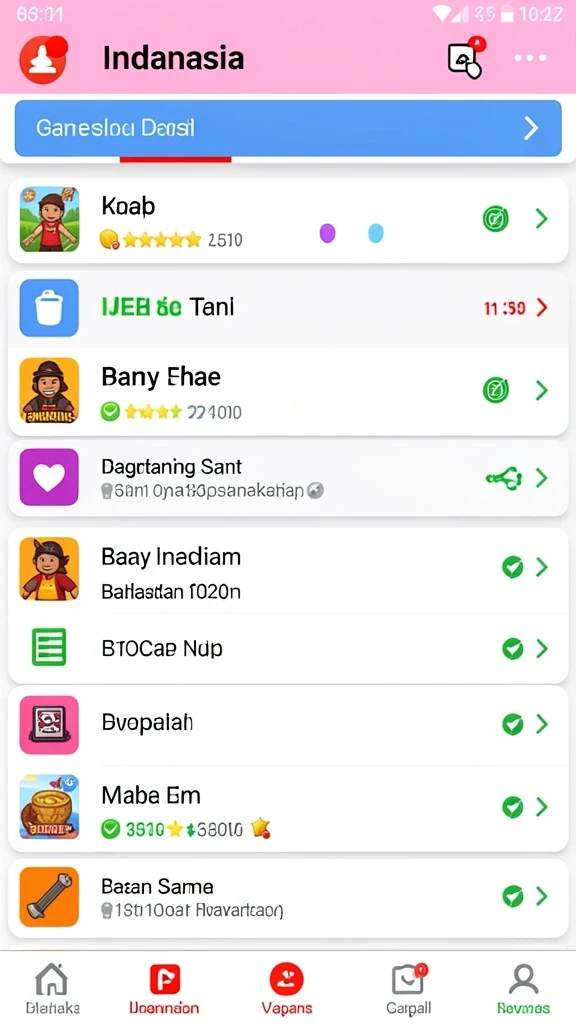 Tampilan utama yang menarik dengan karakter yang beragam.